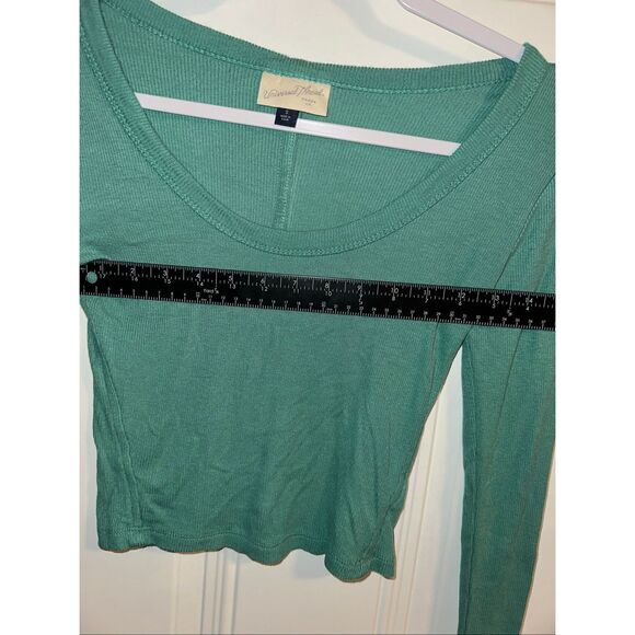 Universal Thread Women’s Green Ribbed Long-Sleeve Scoop Neck T-Shirt – Size Smal - Picture 5 of 6